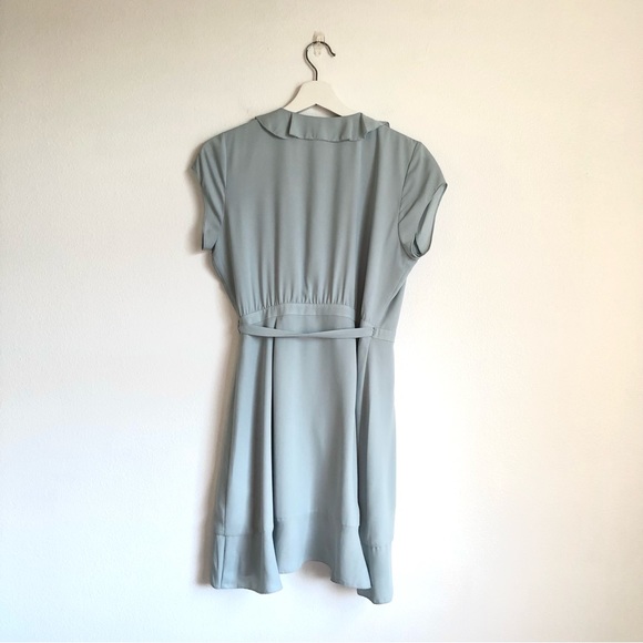 Aritzia Sunday Best Savoy Light Blue Ruffle Flounce Wrap Dress Size 4 - Picture 6 of 12